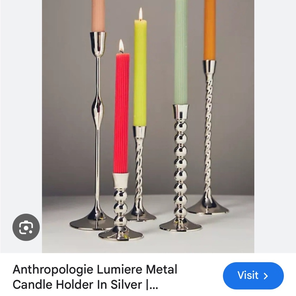 Anthropologie NIB “Sold Out” Set of 2 Small Silver Lumiere Candle Holders
